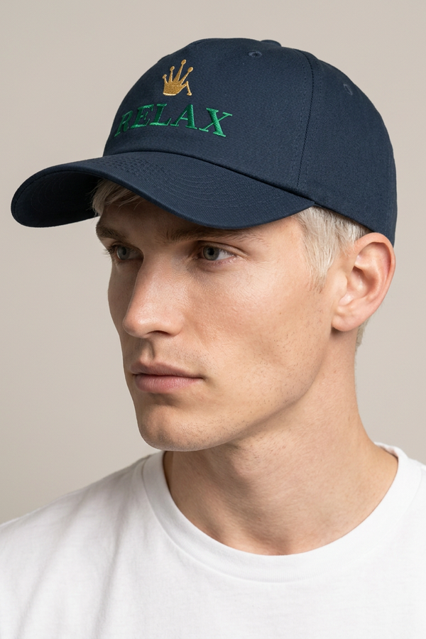 RELAX Cap Navy – Closeup