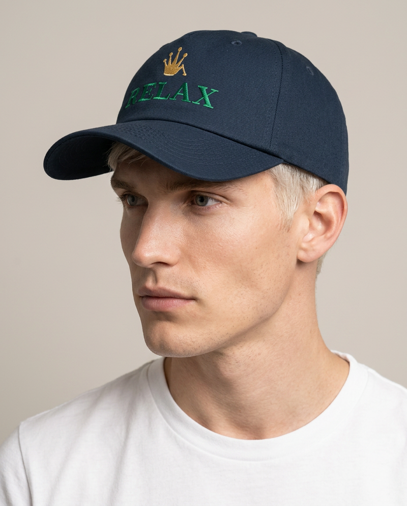 RELAX Cap Navy – Closeup
